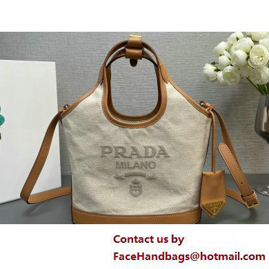 Prada Linen blend and leather mini-buckle bag 1BE074 2025