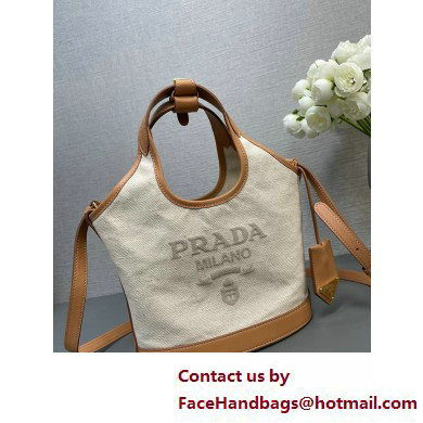 Prada Linen blend and leather mini-buckle bag 1BE074 2025