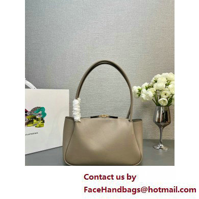 Prada Medium leather handbag 1BA444 GRAY 2025 - Click Image to Close