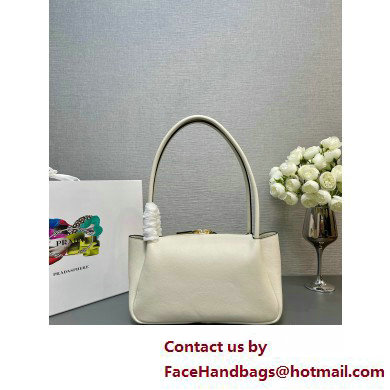 Prada Medium leather handbag 1BA444 WHITE 2025