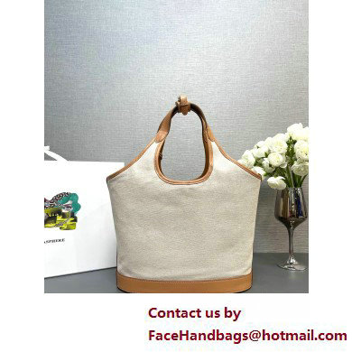 Prada Medium linen blend and leather tote bag 1BG471 2025