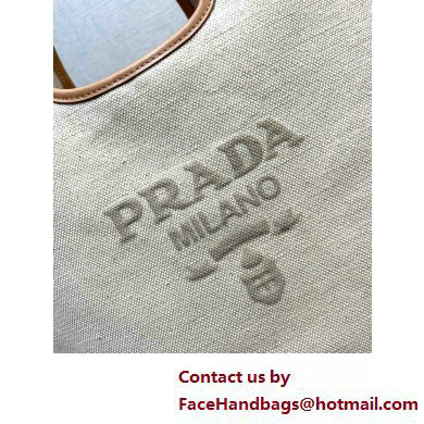 Prada Medium linen blend and leather tote bag 1BG471 2025