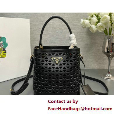 Prada Panier leather mini-bag with cut-out motif 1BA217 Black 2025