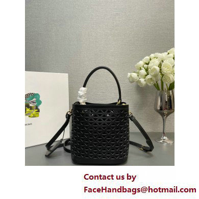 Prada Panier leather mini-bag with cut-out motif 1BA217 Black 2025