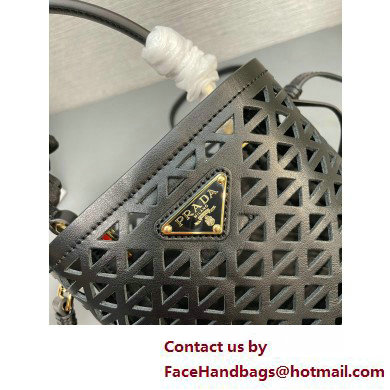 Prada Panier leather mini-bag with cut-out motif 1BA217 Black 2025