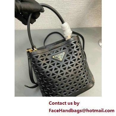 Prada Panier leather mini-bag with cut-out motif 1BA217 Black 2025