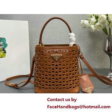 Prada Panier leather mini-bag with cut-out motif 1BA217 Brown 2025 - Click Image to Close