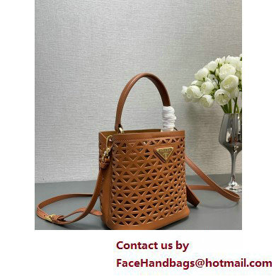 Prada Panier leather mini-bag with cut-out motif 1BA217 Brown 2025