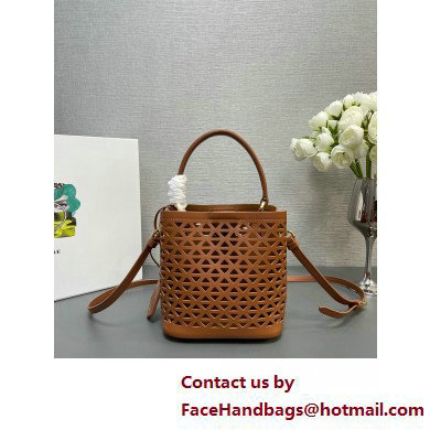 Prada Panier leather mini-bag with cut-out motif 1BA217 Brown 2025