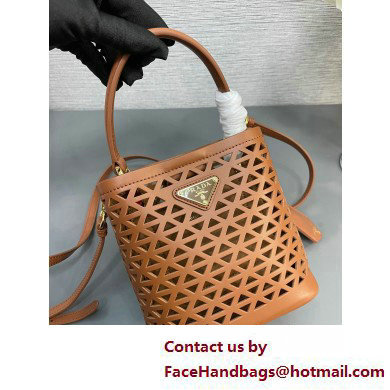 Prada Panier leather mini-bag with cut-out motif 1BA217 Brown 2025