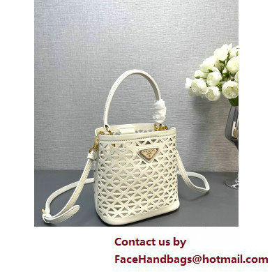 Prada Panier leather mini-bag with cut-out motif 1BA217 White 2025