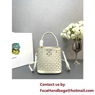 Prada Panier leather mini-bag with cut-out motif 1BA217 White 2025