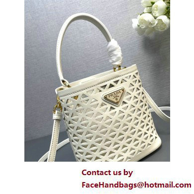 Prada Panier leather mini-bag with cut-out motif 1BA217 White 2025