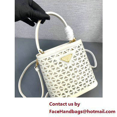 Prada Panier leather mini-bag with cut-out motif 1BA217 White 2025