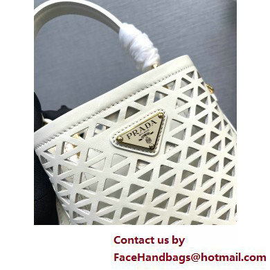 Prada Panier leather mini-bag with cut-out motif 1BA217 White 2025