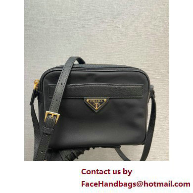 Prada Re-Edition 1978 Re-Nylon and Saffiano leather mini shoulder bag 1BH218 Black 2025