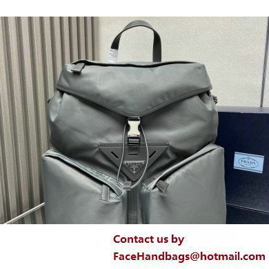 Prada Re-Nylon and leather backpack Bag 2VZ108 Gray 2025