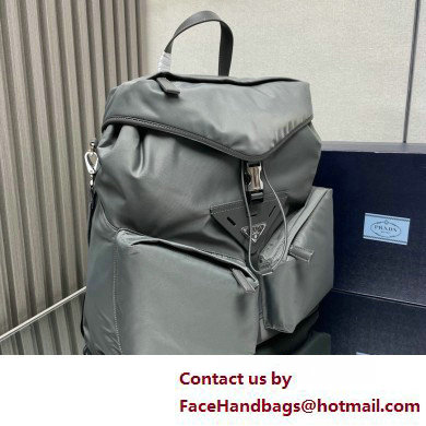 Prada Re-Nylon and leather backpack Bag 2VZ108 Gray 2025