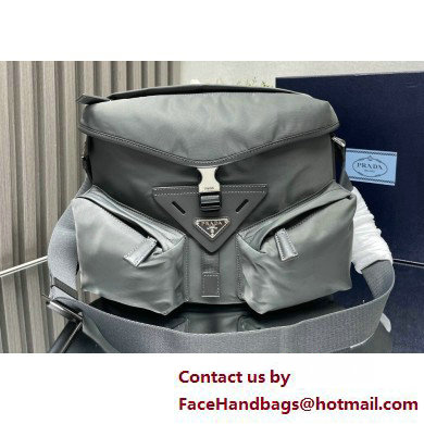 Prada Re-Nylon and leather shoulder Bag 2VD062 Gray 2025 - Click Image to Close