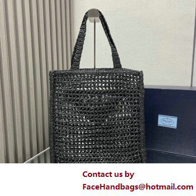 Prada raffia tote bag 1BG393 Black 2025