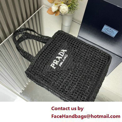 Prada raffia tote bag 1BG393 Black 2025