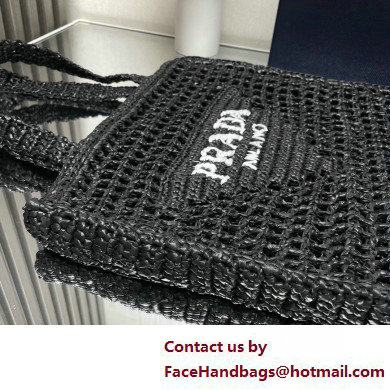 Prada raffia tote bag 1BG393 Black 2025