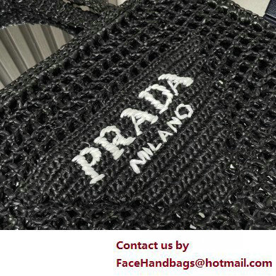 Prada raffia tote bag 1BG393 Black 2025