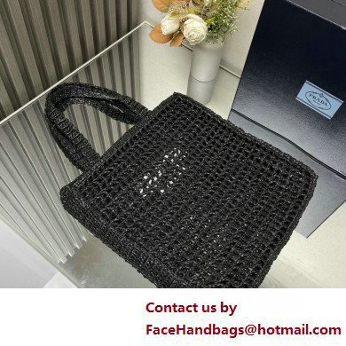 Prada raffia tote bag 1BG393 Black 2025