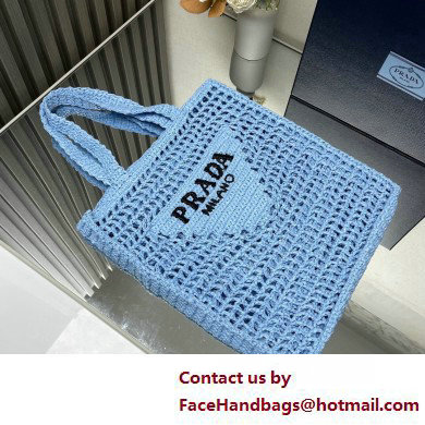 Prada raffia tote bag 1BG393 Light Blue 2025