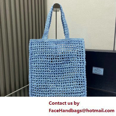 Prada raffia tote bag 1BG393 Light Blue 2025