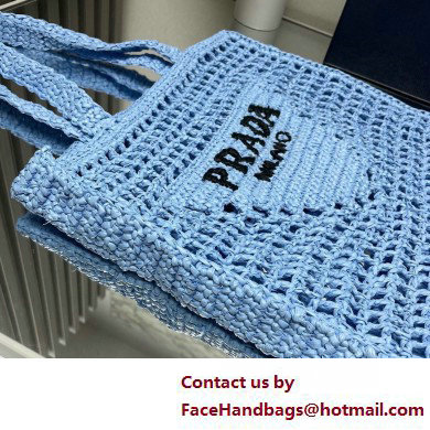 Prada raffia tote bag 1BG393 Light Blue 2025