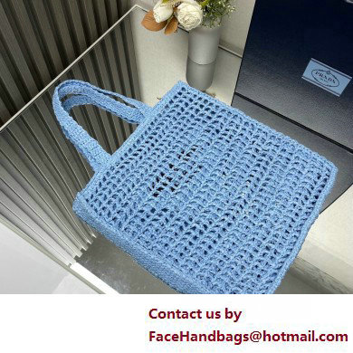 Prada raffia tote bag 1BG393 Light Blue 2025