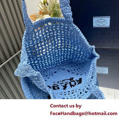 Prada raffia tote bag 1BG393 Light Blue 2025