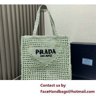 Prada raffia tote bag 1BG393 Light Green 2025