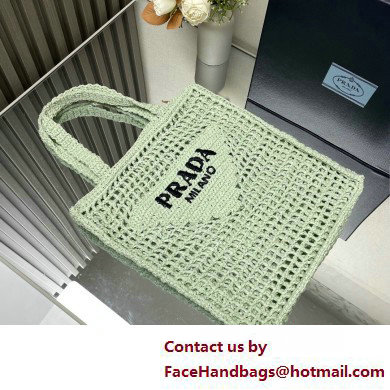 Prada raffia tote bag 1BG393 Light Green 2025