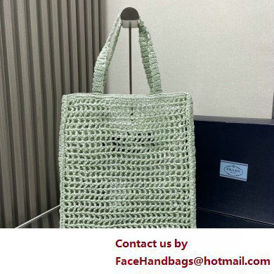 Prada raffia tote bag 1BG393 Light Green 2025