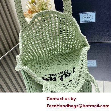 Prada raffia tote bag 1BG393 Light Green 2025