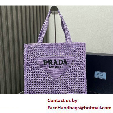 Prada raffia tote bag 1BG393 Lilac 2025