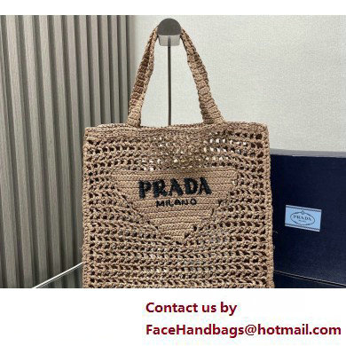 Prada raffia tote bag 1BG393 Nude 2025 - Click Image to Close