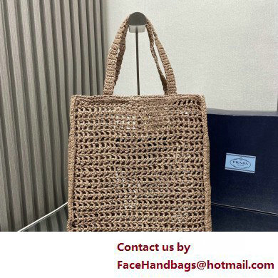 Prada raffia tote bag 1BG393 Nude 2025