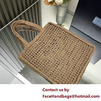 Prada raffia tote bag 1BG393 Nude 2025