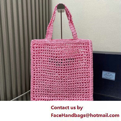 Prada raffia tote bag 1BG393 Pink 2025