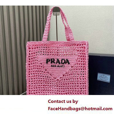 Prada raffia tote bag 1BG393 Pink 2025