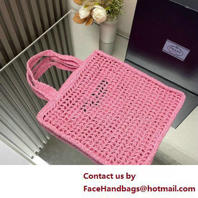 Prada raffia tote bag 1BG393 Pink 2025