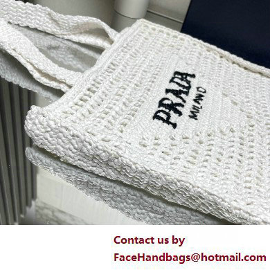 Prada raffia tote bag 1BG393 White 2025