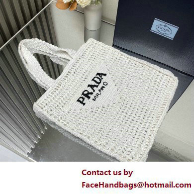 Prada raffia tote bag 1BG393 White 2025