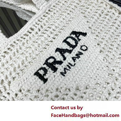 Prada raffia tote bag 1BG393 White 2025