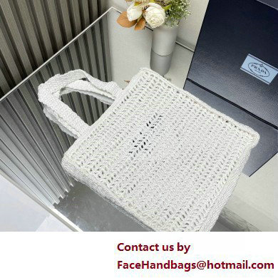 Prada raffia tote bag 1BG393 White 2025