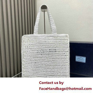 Prada raffia tote bag 1BG393 White 2025