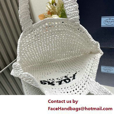 Prada raffia tote bag 1BG393 White 2025